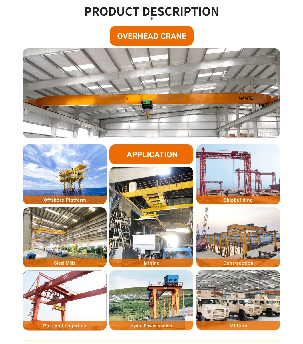 13t 10m/8m European Standard Electric Overhead Travelling Bridge Crane for Industrial Workshop